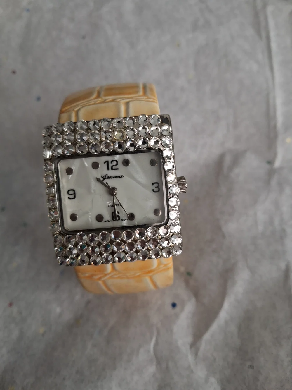 Geneva Yellow Crystal Accent Women's Watch